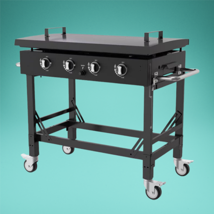 Gasgrill mit Plancha-Platte (kein Rostgrill), 4 Brenner à 3,7 kW, Grillfläche BxT 55,7 x 92,2 cm, rollbar inkl. Untergestell