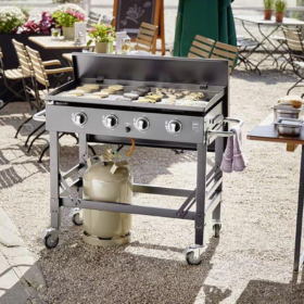 Zusätzliches Bild fürGasgrill mit Plancha-Platte (kein Rostgrill), 4 Brenner à 3,7 kW, Grillfläche BxT 55,7 x 92,2 cm, rollbar inkl. Untergestell